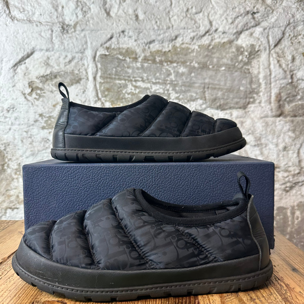 Dior Quilted Black Oblique Snow Slipper Sz 12 (45)