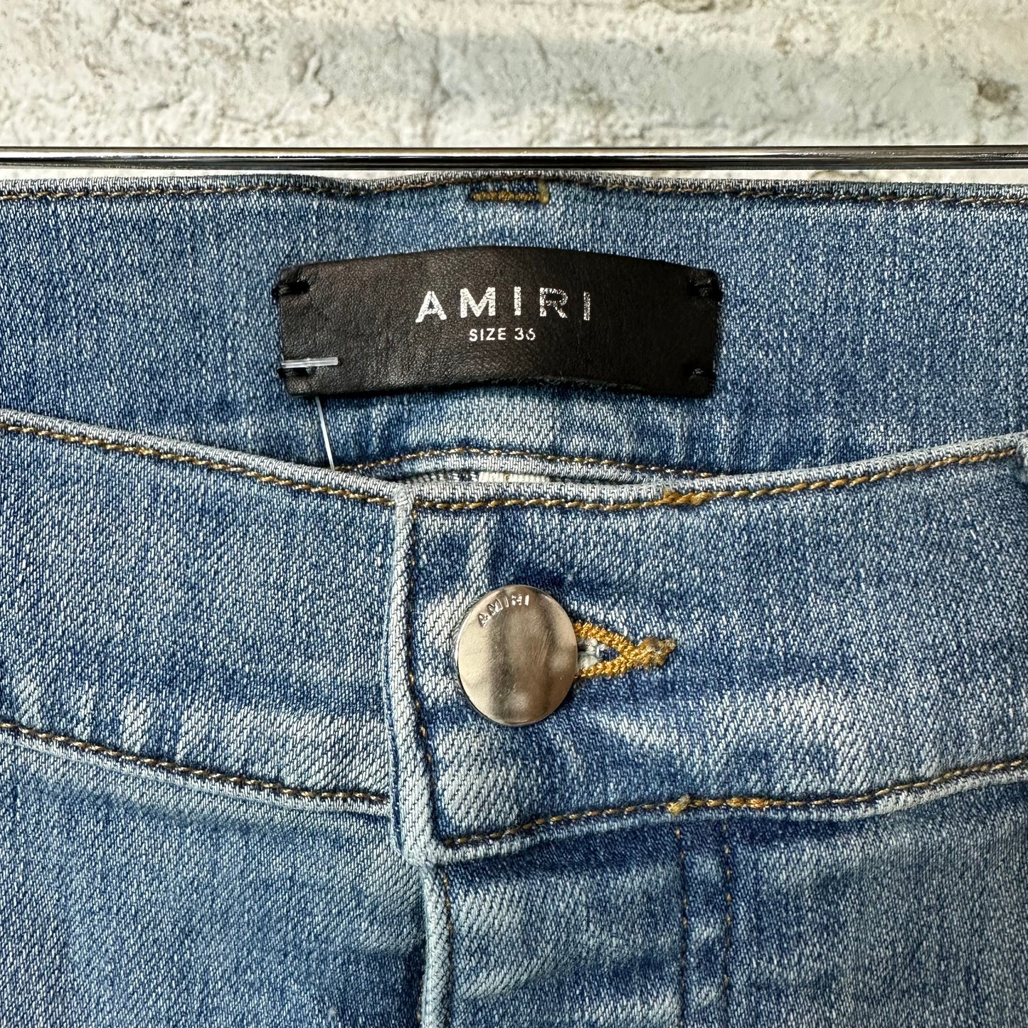 Amiri MX1 Blue Suede Blue Denim Jeans Sz 36