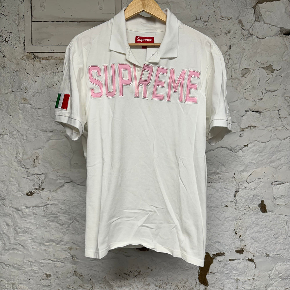 Supreme Twill Applique White Polo FW25 Sz L