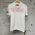 Supreme Twill Applique White Polo FW25 Sz L