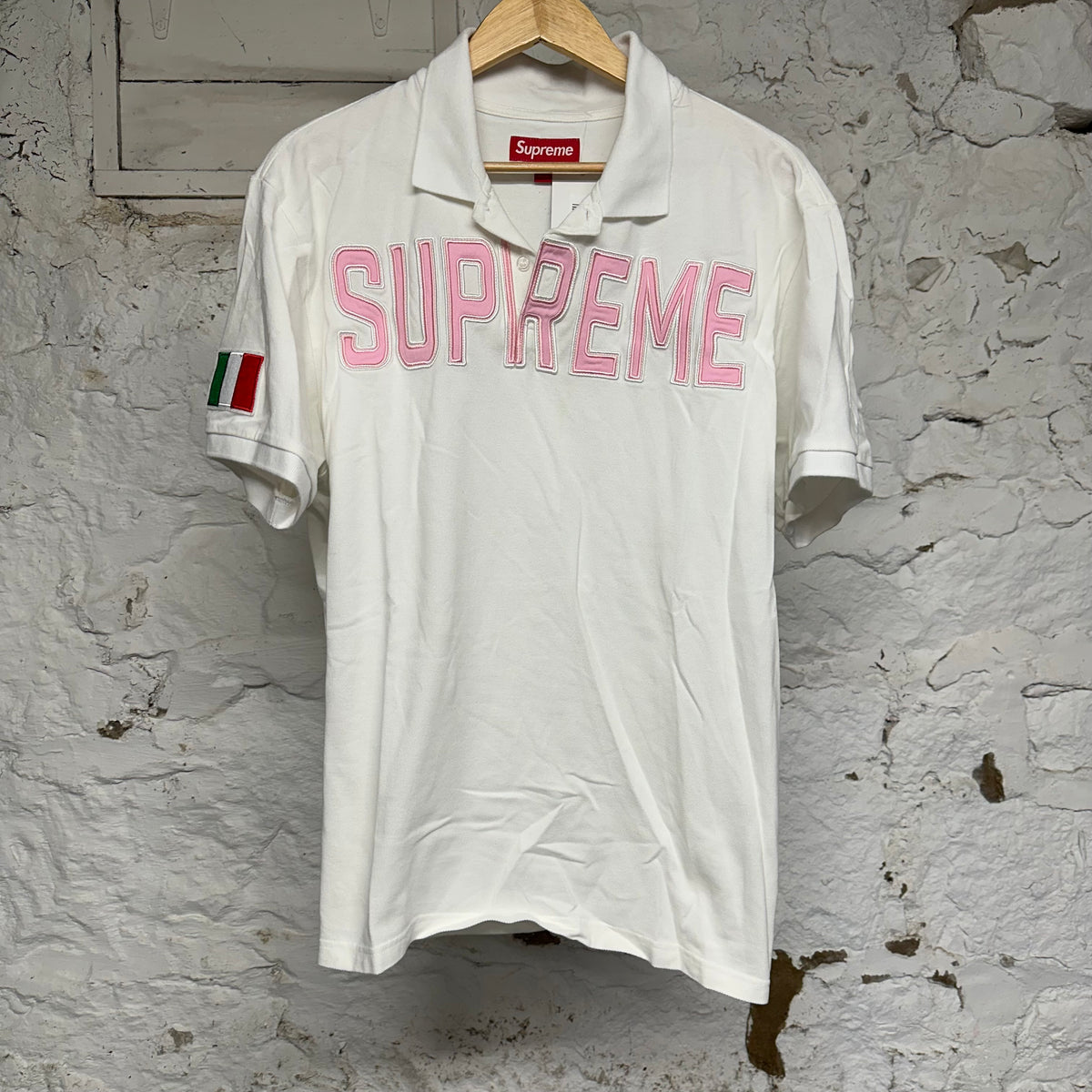 Supreme Twill Applique White Polo FW25 Sz L