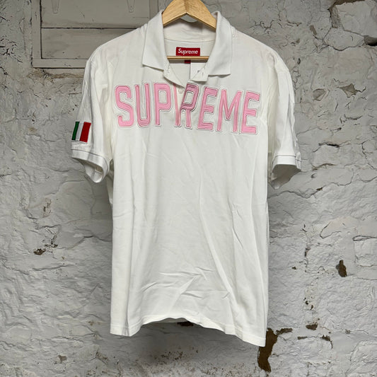 Supreme Twill Applique White Polo FW25 Sz L