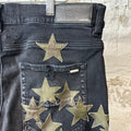 Amiri Green Camo Star Black Denim Jean Sz 36