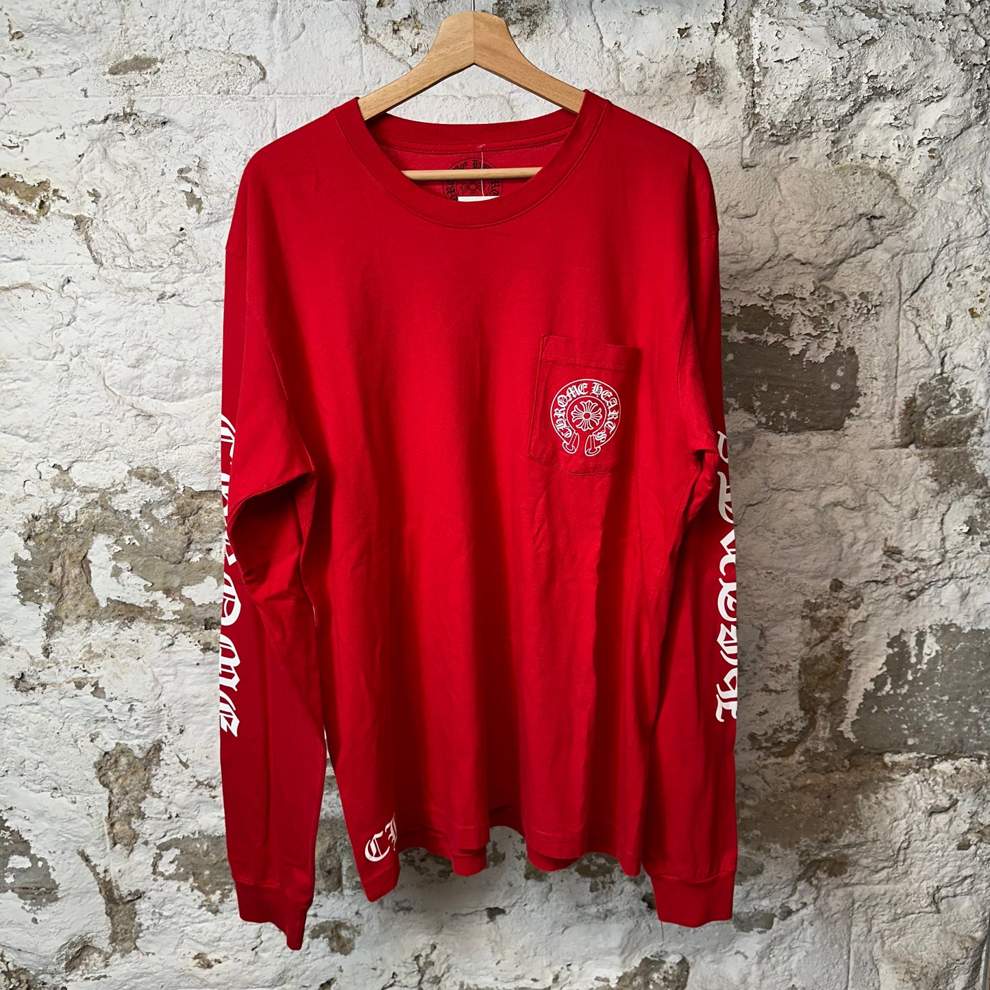 Chrome Hearts Scroll Spell L/s Red Sz XL
