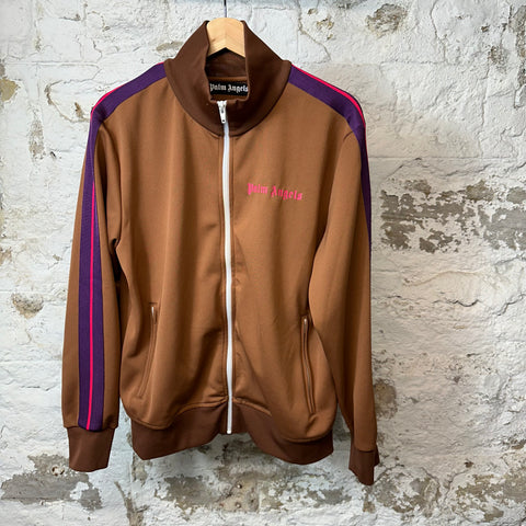 Palm Angels Purple Stripe Brown Track Jacket Sz L