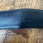 Gucci Black Leather Outlined Canvas Belt Sz 85/34