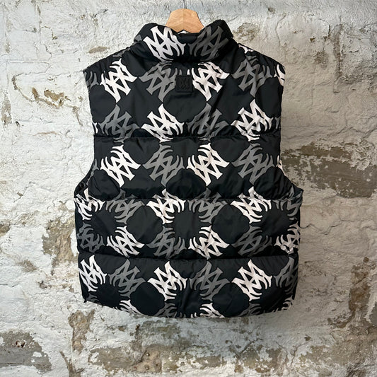 Amiri AM Spiral Print Puffer Vest Black Sz S