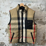 Burberry Brown Plaid Black Reversible Vest Sz L