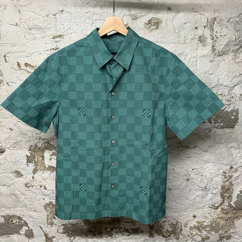 Louis Vuitton Teal Monogram Button Up Shirt Sz S