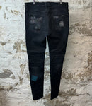 Amiri Stitched Distressed Black Denim Jeans Sz 34