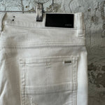 Amiri MX1 White Leather White Denim Jeans Sz 36