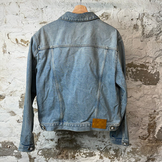 Louis Vuitton Embroidered Logo Denim Trucker Jacket Sz M