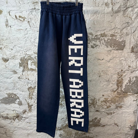 Vertabrae White Spellout Sweatpants Navy Sz L