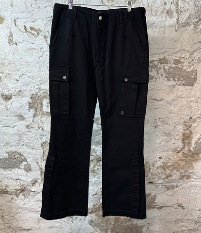 Amiri Cargo Kick Flare Black Denim Sz 34