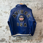 Avirex Dark Blue USA Leather Jacket Sz S