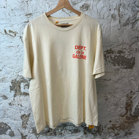 Gallery Dept Orange Logo Cream T-shirt Sz XL