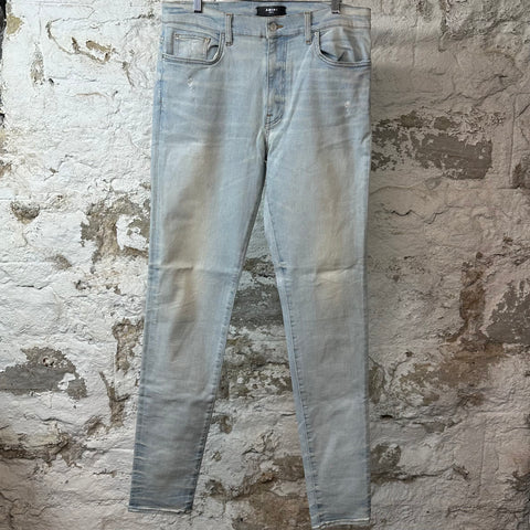 Amiri Plain Washed Blue Denim Jeans Sz 36