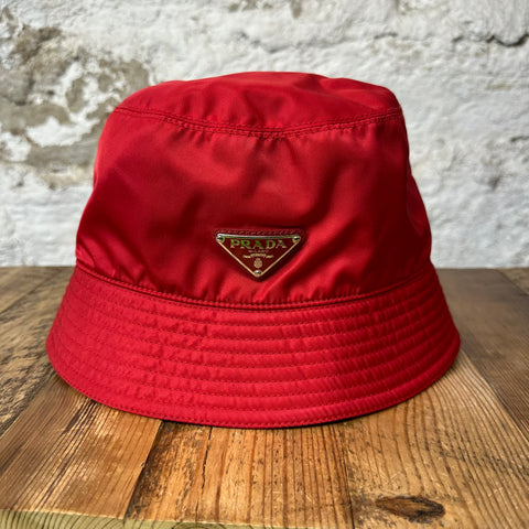 Prada Re-Nylon Red Bucket Hat Sz L