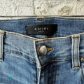 Amiri Knee Hole Paint Splatter Blue Denim Jeans Sz 32