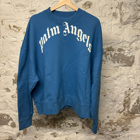 Palm Angels Arc Logo Blue Crewneck Sz S