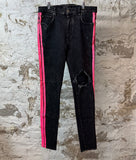 Amiri Pink Striped Black Denim Jeans Sz 34