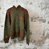 Amiri Orange Paisley Olive Green Hoodie Sz XXL