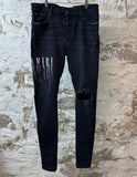 Amiri Paint Drip Spell Black Denim Jeans Sz 36