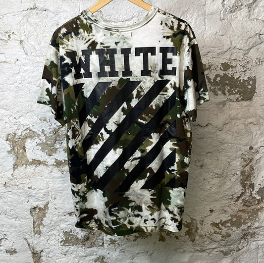 Off White White Green Camo T-shirt Sz S