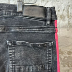 Amiri Pink Striped Black Denim Jeans Sz 34