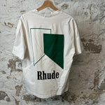 Rhude Green Logo T-shirt White Sz S