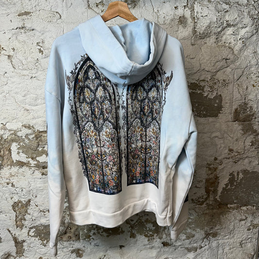 Who Decides War Stained Glass Flower Hoodie Blue Sz M
