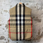 Burberry Brown Plaid Black Reversible Vest Sz L