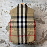 Burberry Brown Plaid Black Reversible Vest Sz L