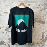 Rhude Teal Moon T-shirt Black Sz M