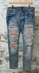 Amiri MX1 Orange Paisley Blue Denim Jeans Sz 32