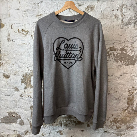 Louis Vuitton Nigo Heart Print Crewneck Gray Sz XL