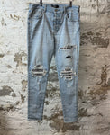 Amiri MX1 Black White Tie Dye Blue Denim Jeans Sz 34