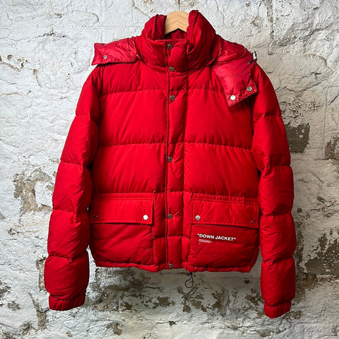 Off White Red Puffer Jacket Sz XL