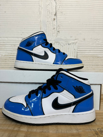 Air Jordan 1 Mid White Signal Blue Sz 5Y