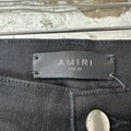 Amiri MX1 Black Leather Black Denim Jeans Sz 33