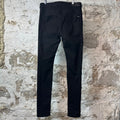 Amiri MX1 Black Leather Black Denim Jeans Sz 33