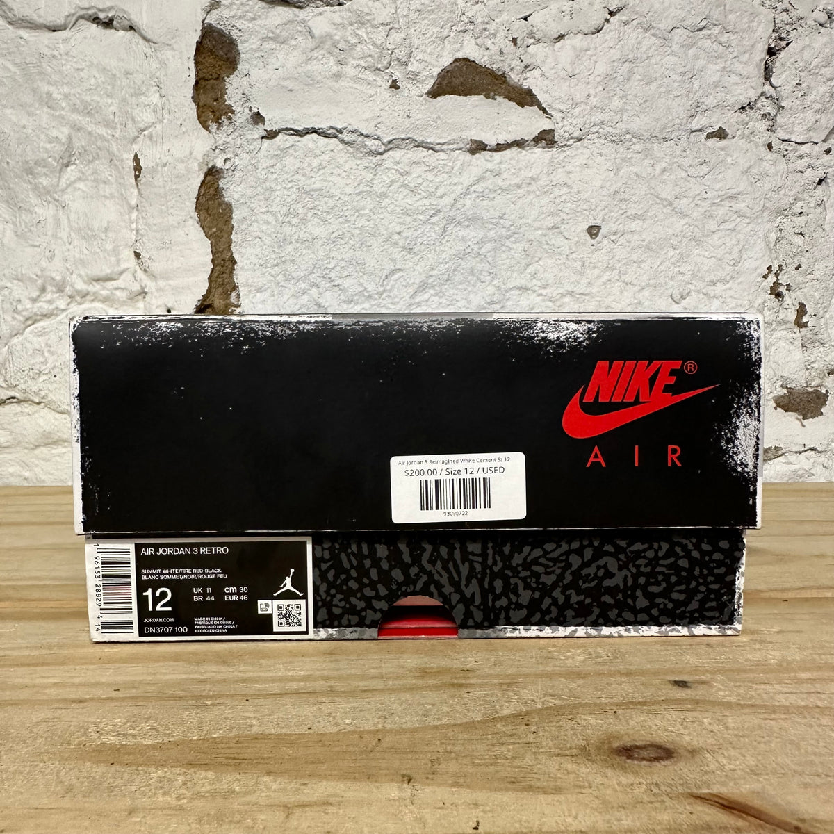 Air Jordan 3 Reimagined White Cement Sz 12
