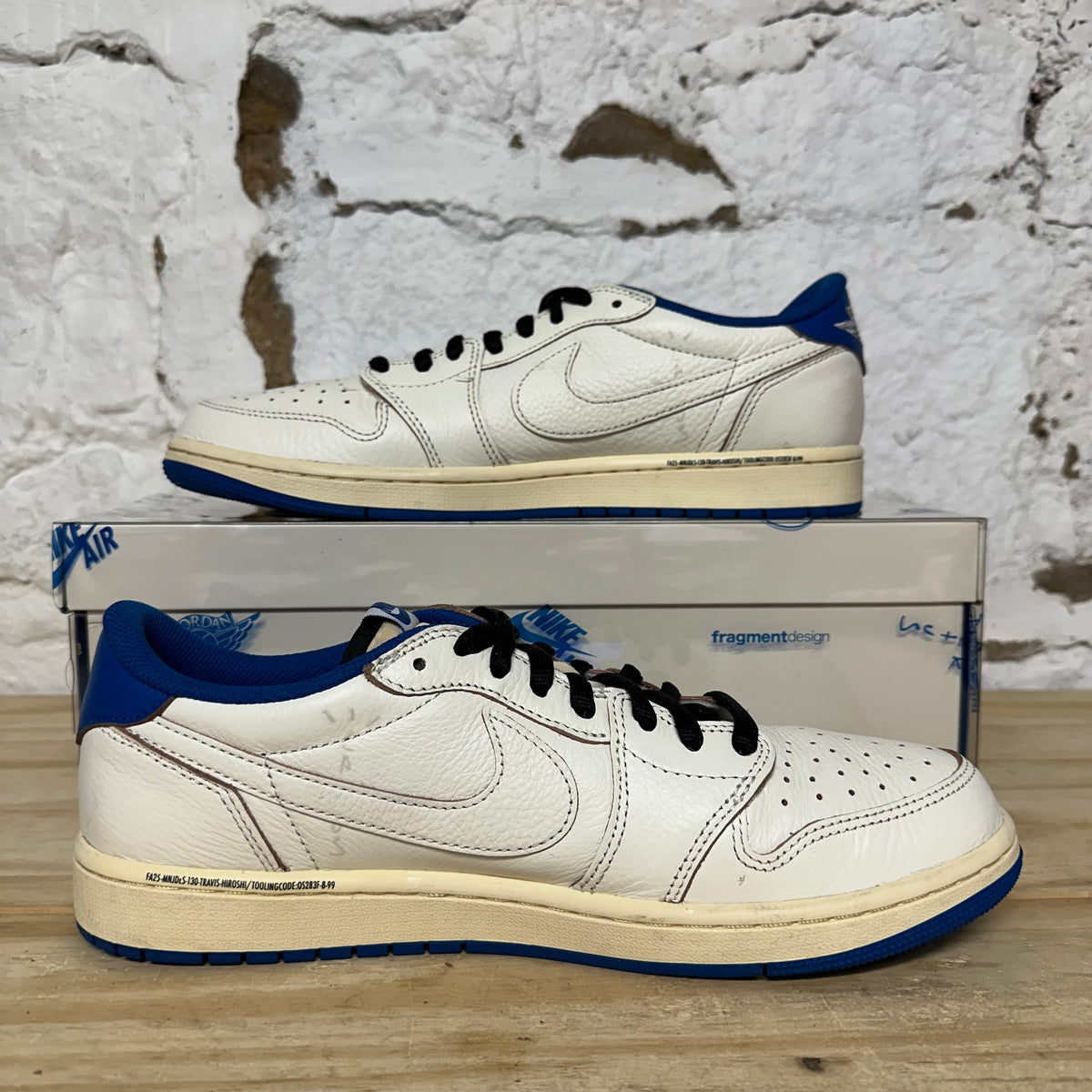 Air Jordan 1 Low Fragment x Travis Scott Sail Military Blue Sz 10.5